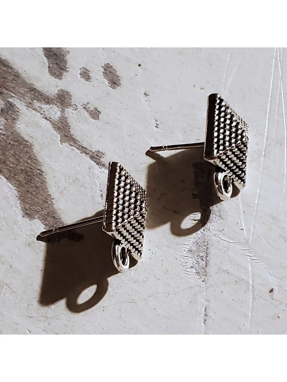 Avant Garde Antique Silver Egyptian Pyramid Dotted Earring Post Findings 2 pcs